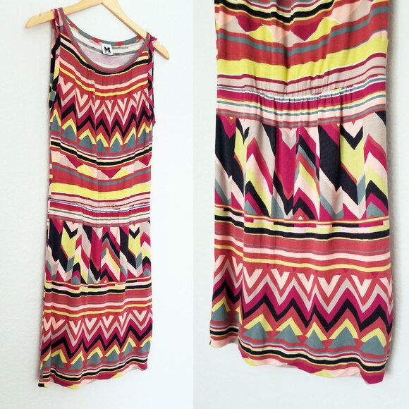 M Missoni Signature Geometric Print Sheath Dress Size 8 Multicolor Jersey Italy - Picture 9 of 12